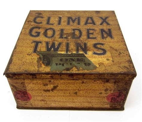 Vintage Golden Twins Climax Tobacco Tin Box Ad NICE!